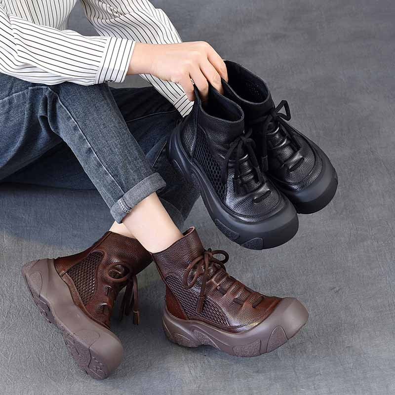 Women's Breathable Martin Retro Thick Bottom Summer Short Boots