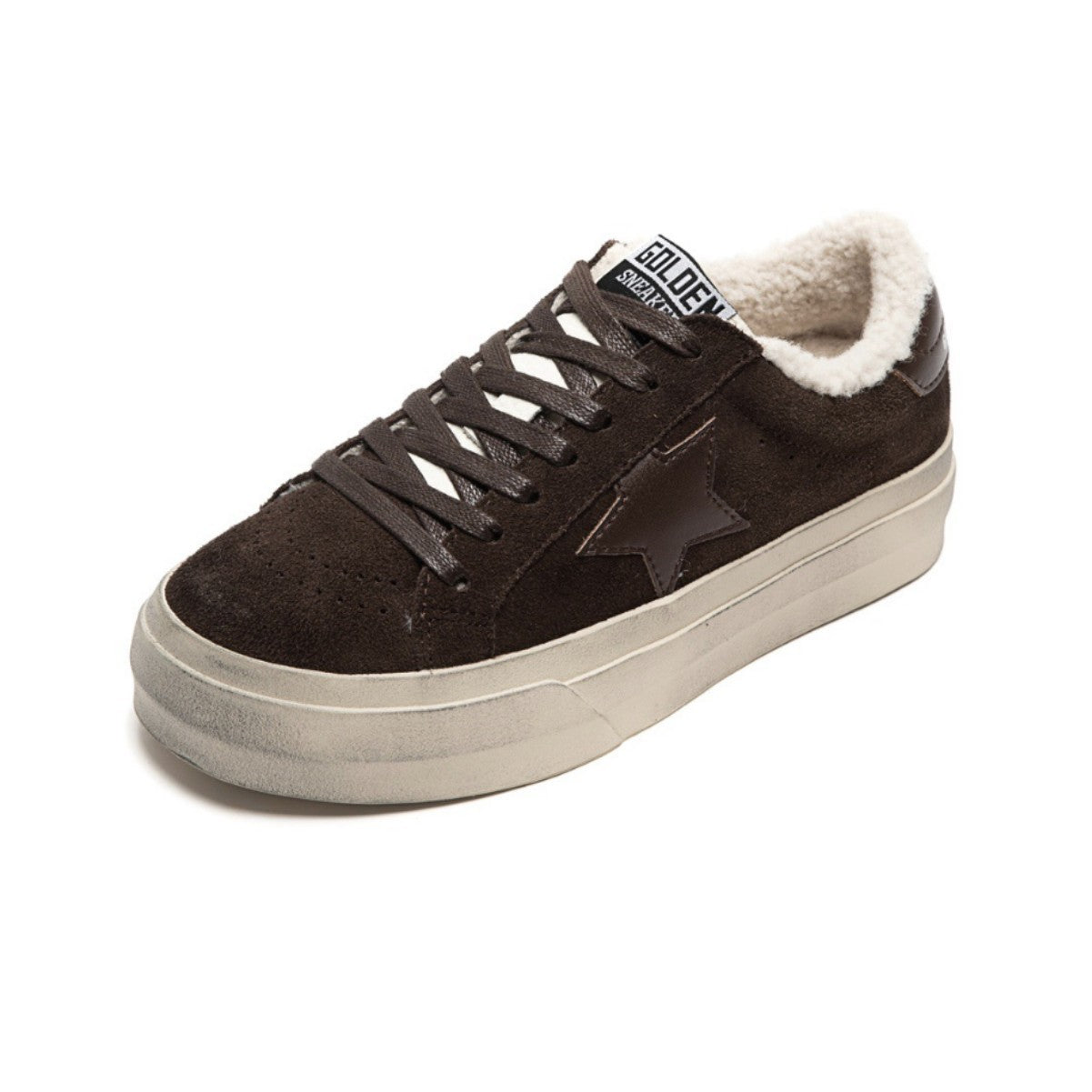 Women's Star Little Dirty Winter Vintage Distressed Plus Veet Warm Fashion Sneakers