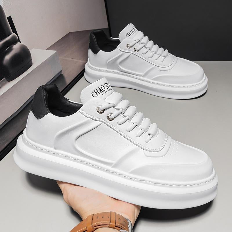 Men's Summer Breathable White Korean Fashionable Platform Sneakers