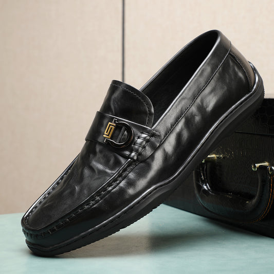 Men's Clutch Pattern Cowhide Spring Slip-on Comfortable Flat Loafers/doug Shoes