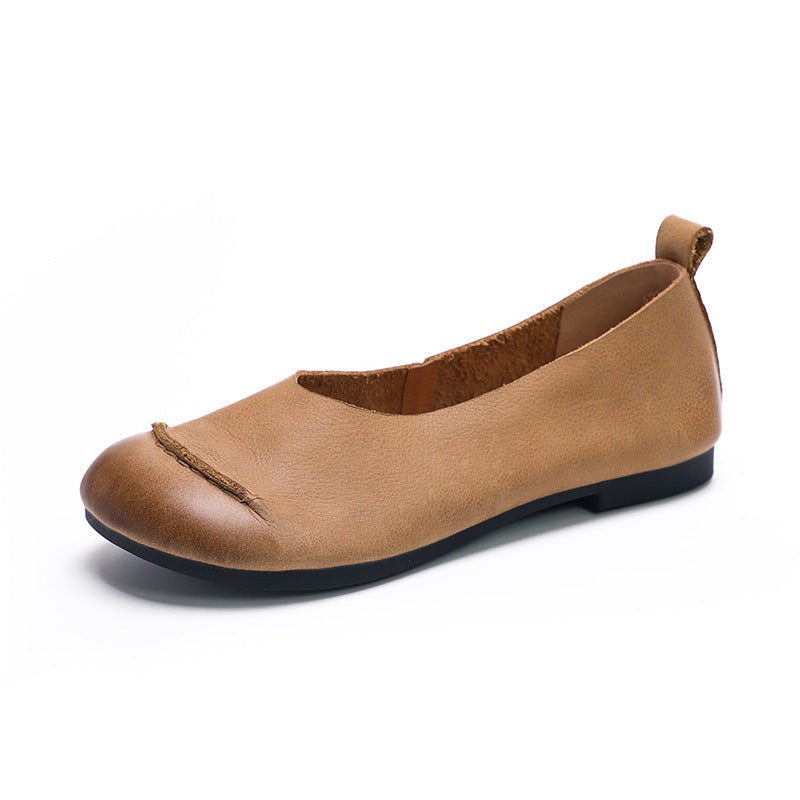 Women's Retro Artistic Genuine Glove Comfortable Slip-on Soft Bottom Surface Casual Shoes