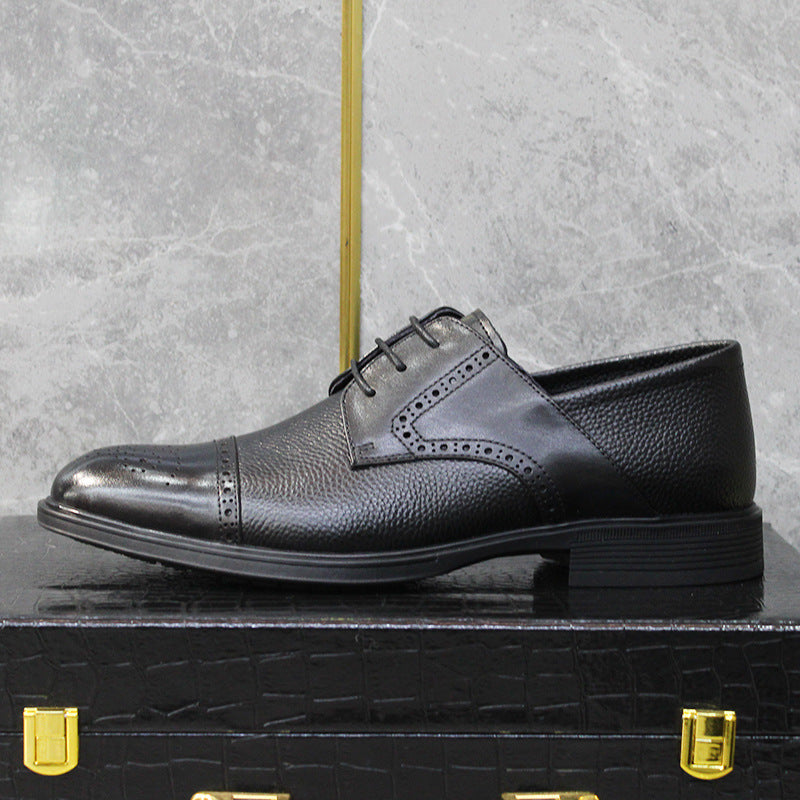 Men's Brogue Business Soft Bottom Pointed Toe Leather Shoes