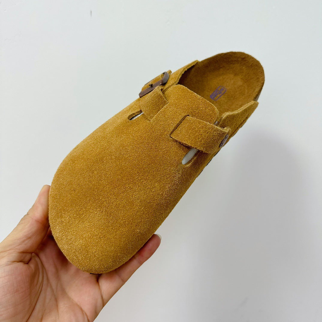 Women's & Men's Regular Pattern Couple Flat Toe Box Genuine Bo Cork Foot Slippers