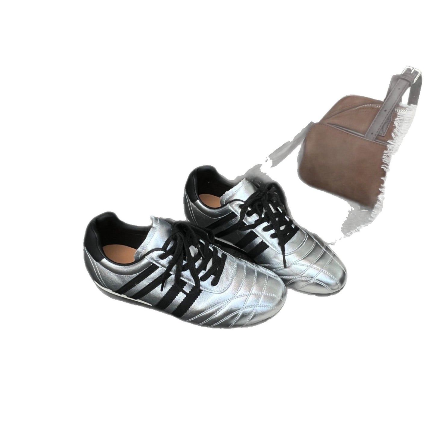 Women's Spring First Layer Cowhide German Training Flat White Versatile Women's Casual Shoes
