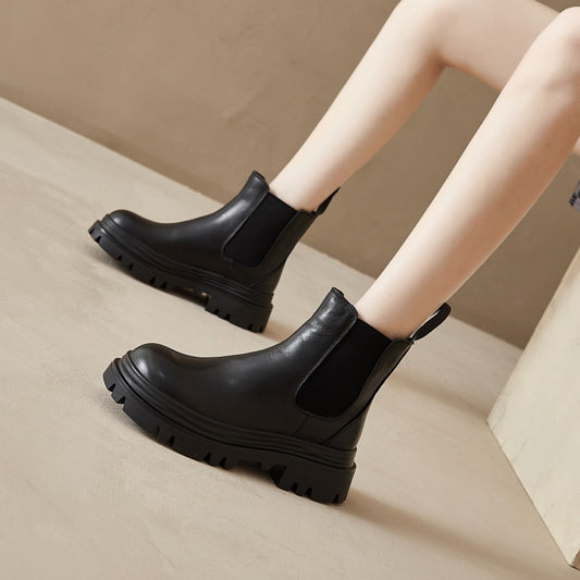 Women's Short Platform Smoke Pipe Chelsea Height Boots