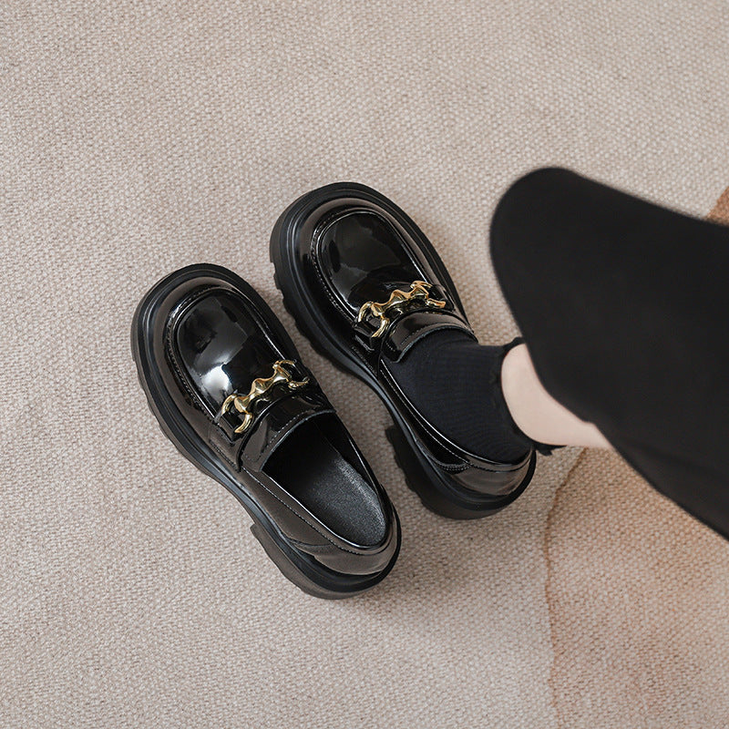 Women's Spring British Style Mary Jane Black Women's Casual Shoes