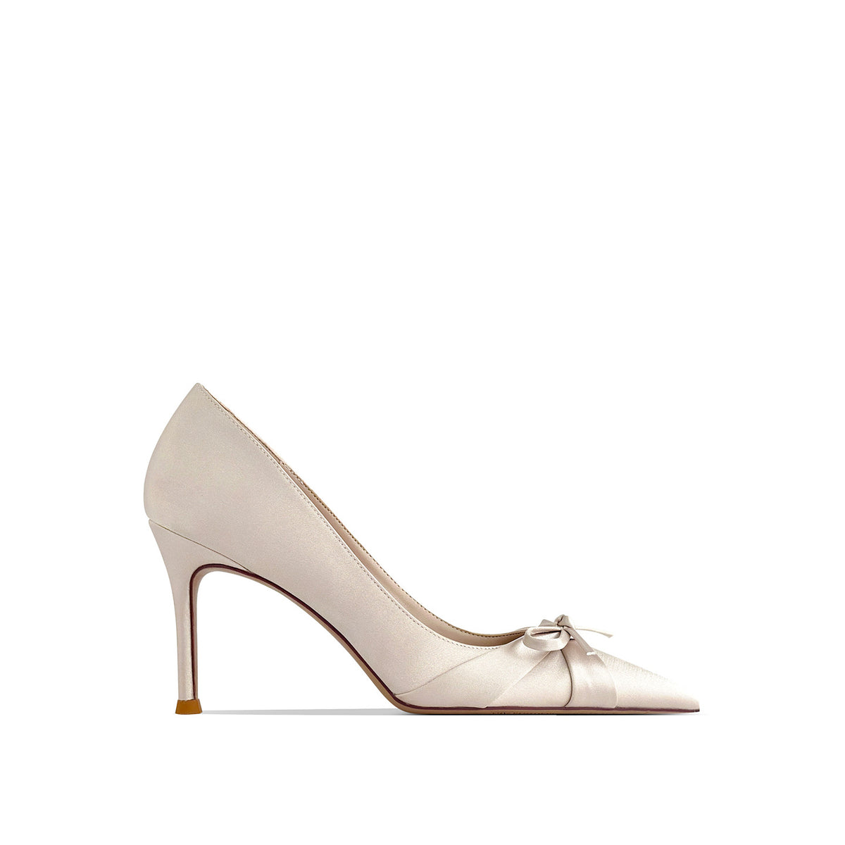 Women's Beautiful Satin High Stilettos Bow Temperament Banquet Pointed Women's Fashion Shoes