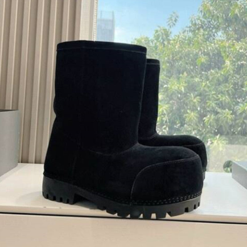 Women's & Men's Ugly Cute Big Head Thick Sole Increased Middle Fleece Snow Boots