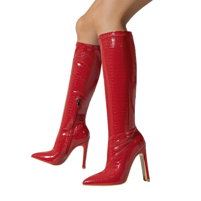 Women's Elastic Inside Zipper Diamond Irregular Fashion Heels