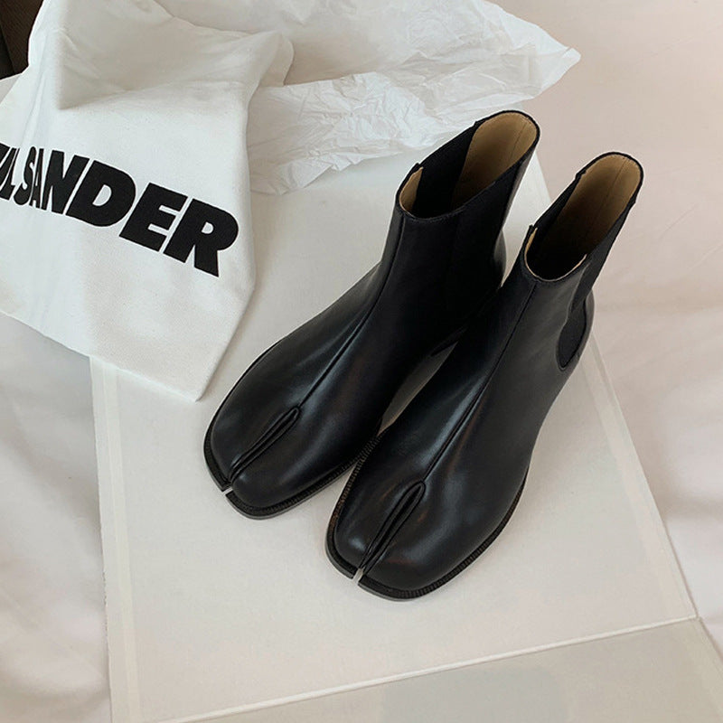 Women's Toe Tabi British Style Slit Beads Chelsea Martin Women's Leather Boots