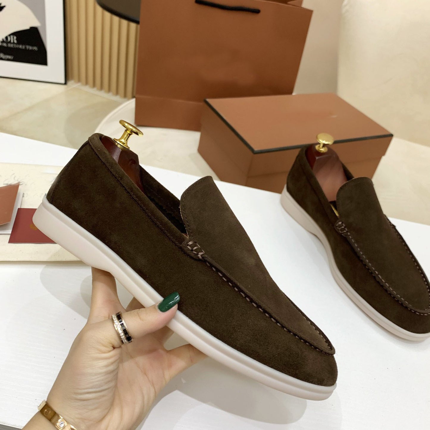 Women's & Men's High Slip-on Sheepskin Flat Large Size Loafers