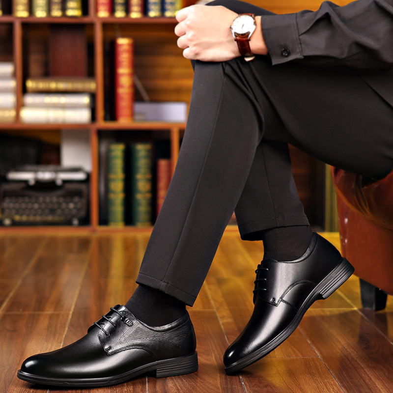 Men's First Layer Cowhide Business Pumps Soft Bottom Surface Leather Shoes