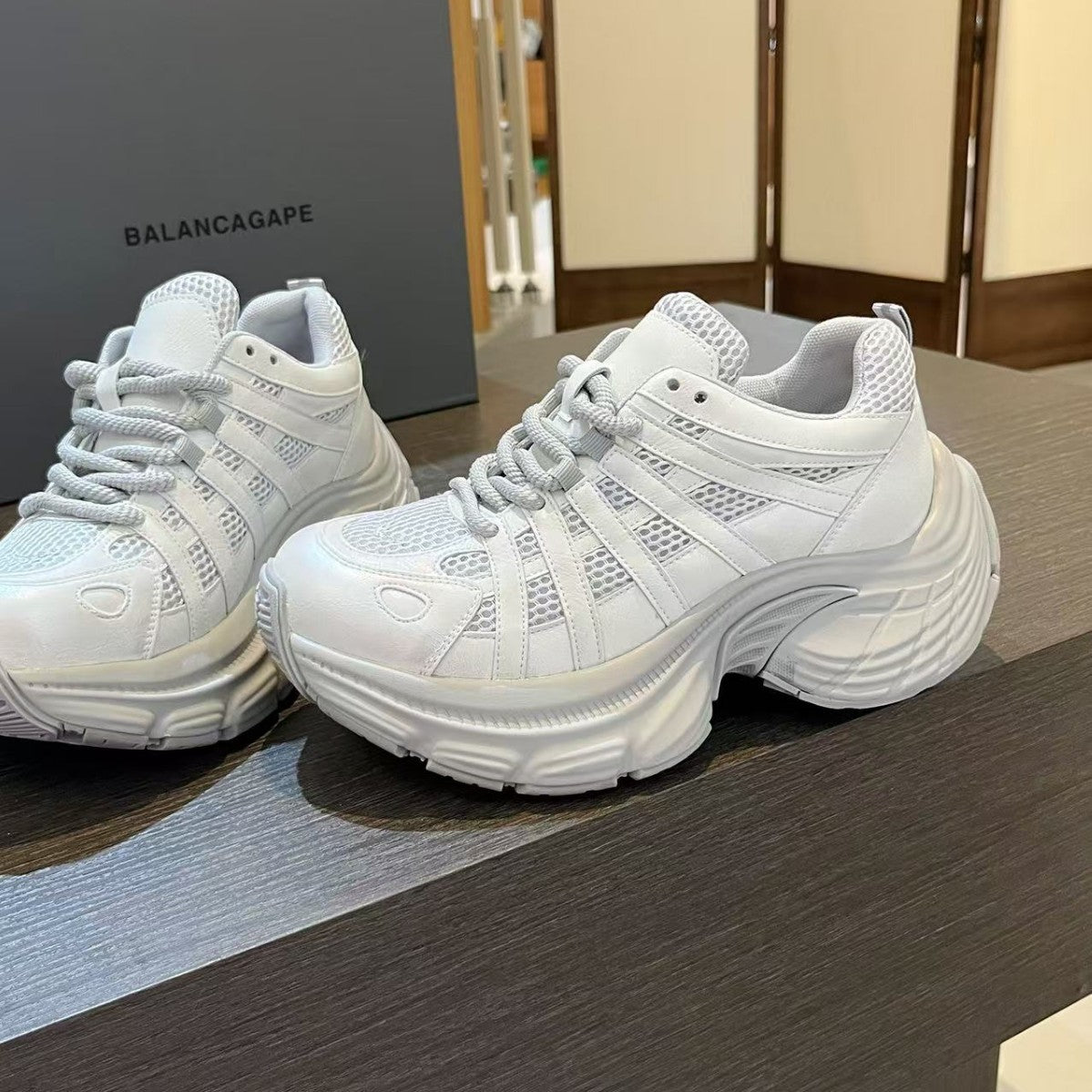 Women's Mesh Height Increasing Lace Up Daddy Women's Sports Shoes