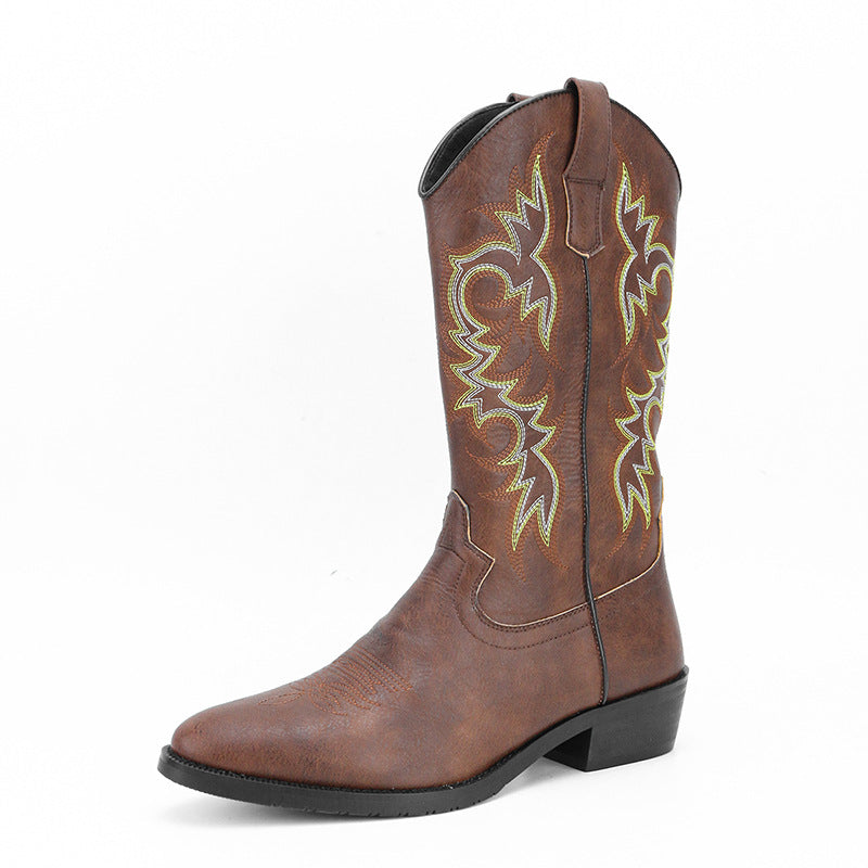 Men's Embroidery Retro High Pointed Western Cowboy Boots
