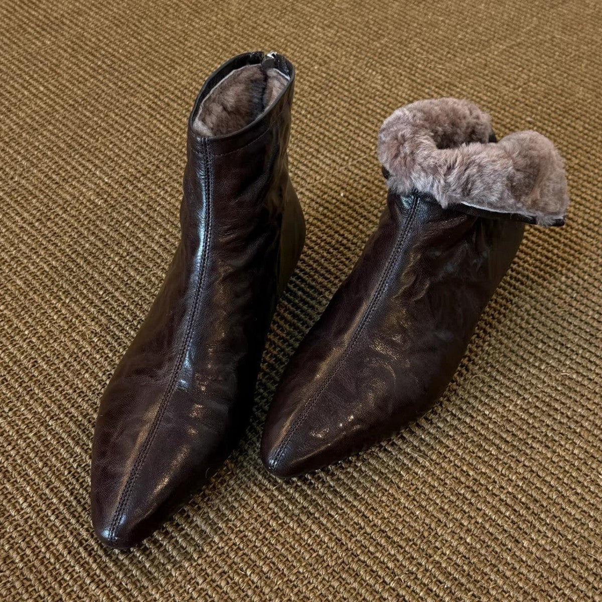 Women's Height Increasing Insole Flat Ankle Simple Veet Back Women's Leather Boots