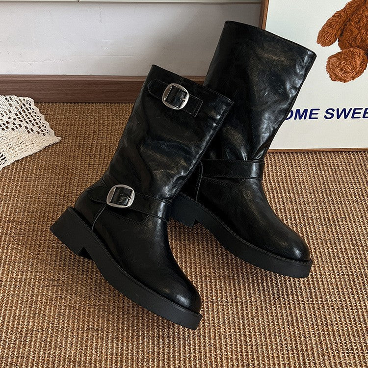 Hot Ankle British Style Platform Motorcycle Martin Heels
