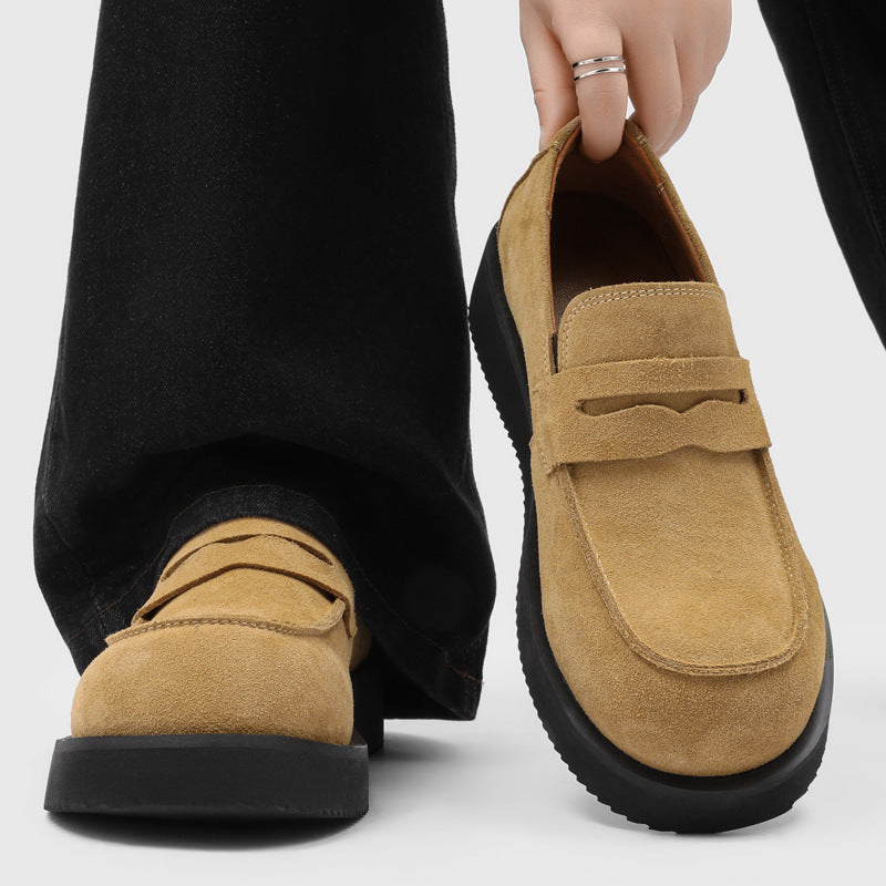 Men's Slip-on Soft Bottom Commuter Derby Spring British Style Men's Casual Leather Shoes