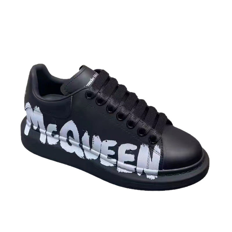 Women's & Men's Printing Mcqueen White Color Matching Cowhide Platform Women's Board Shoes