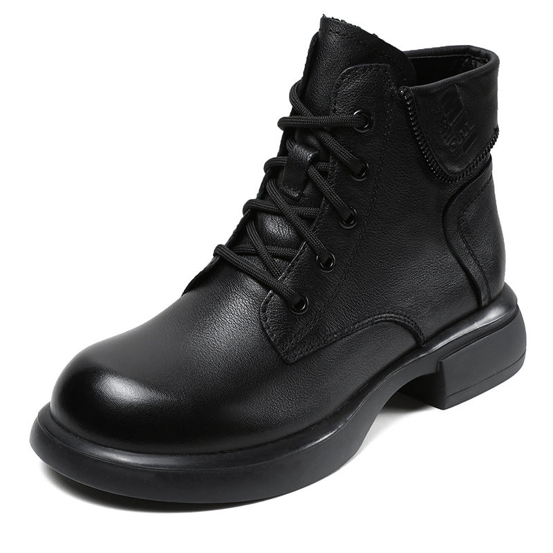 Winter British Style Martin Zip Fashion Short Retro Heels