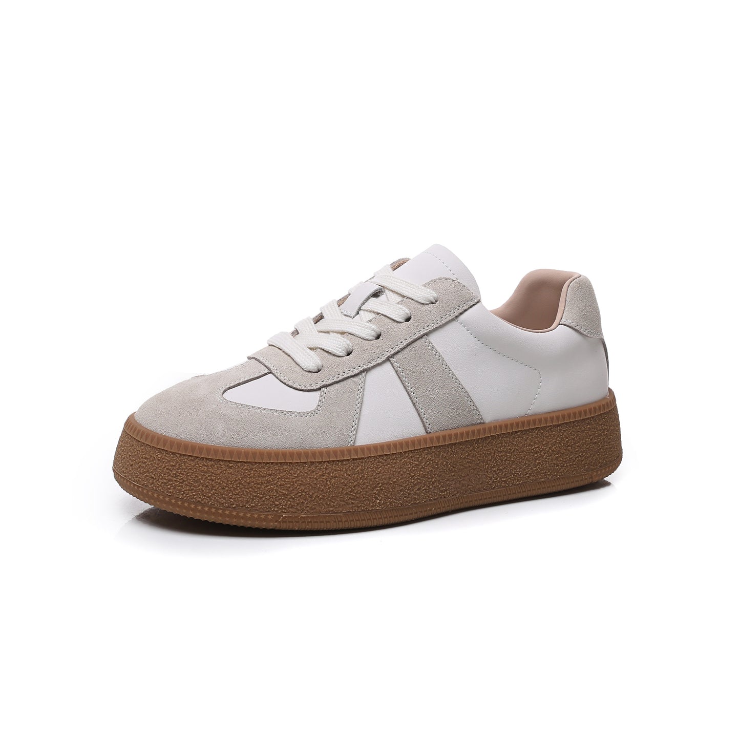 Women's Autumn Flat White German Training Thick Casual Shoes
