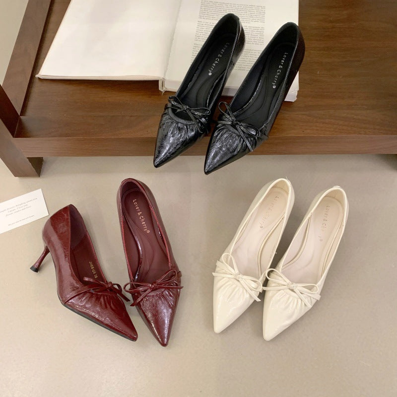 French Style Stiletto Low-cut Pointed Toe Western Women's Fashion Shoes