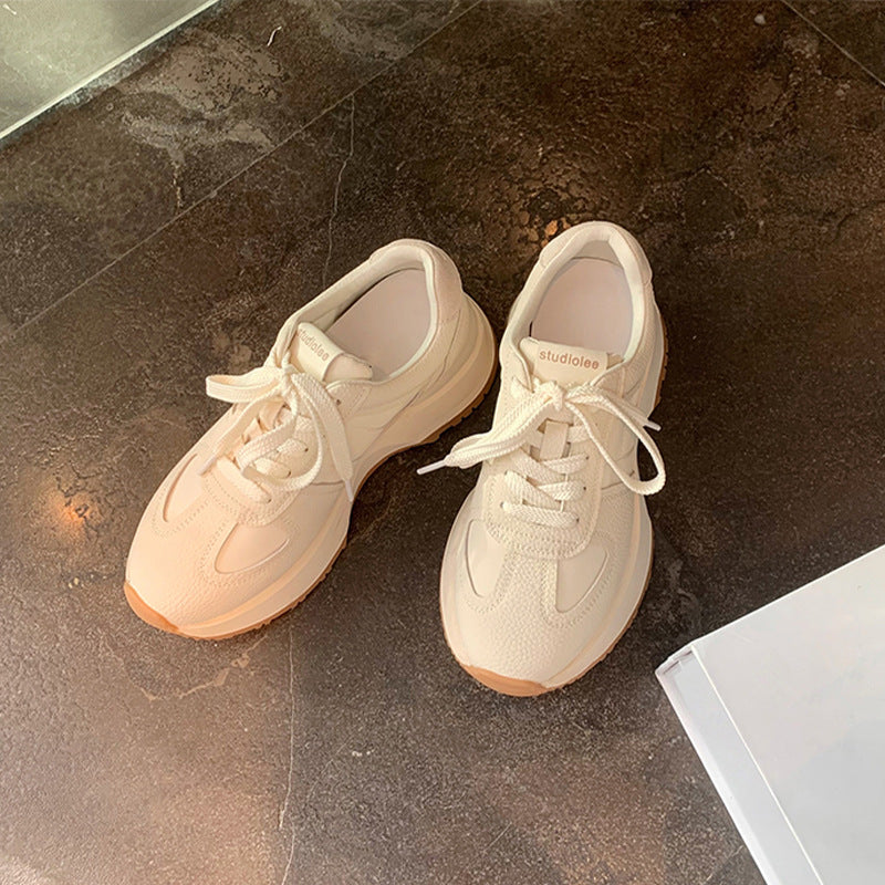 Women's Breathable Round Toe Stitching Feeling Thick Bottom Sneakers