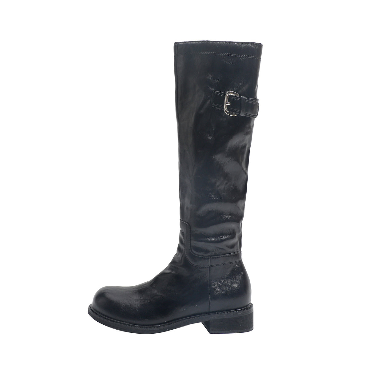Washed Fleece-lined Below The Knee Thick Bottom Knight Female Retro Boots
