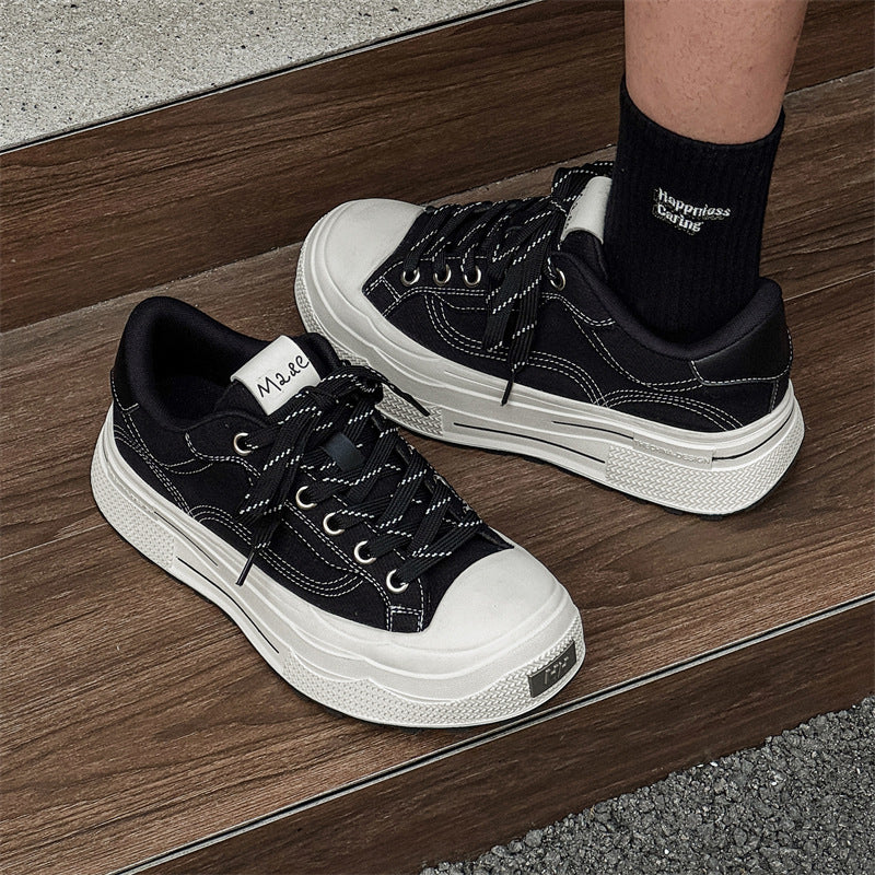 Men's & Women's Thick-soled Ensemble Series Niche Black Retro Men's Board Shoes