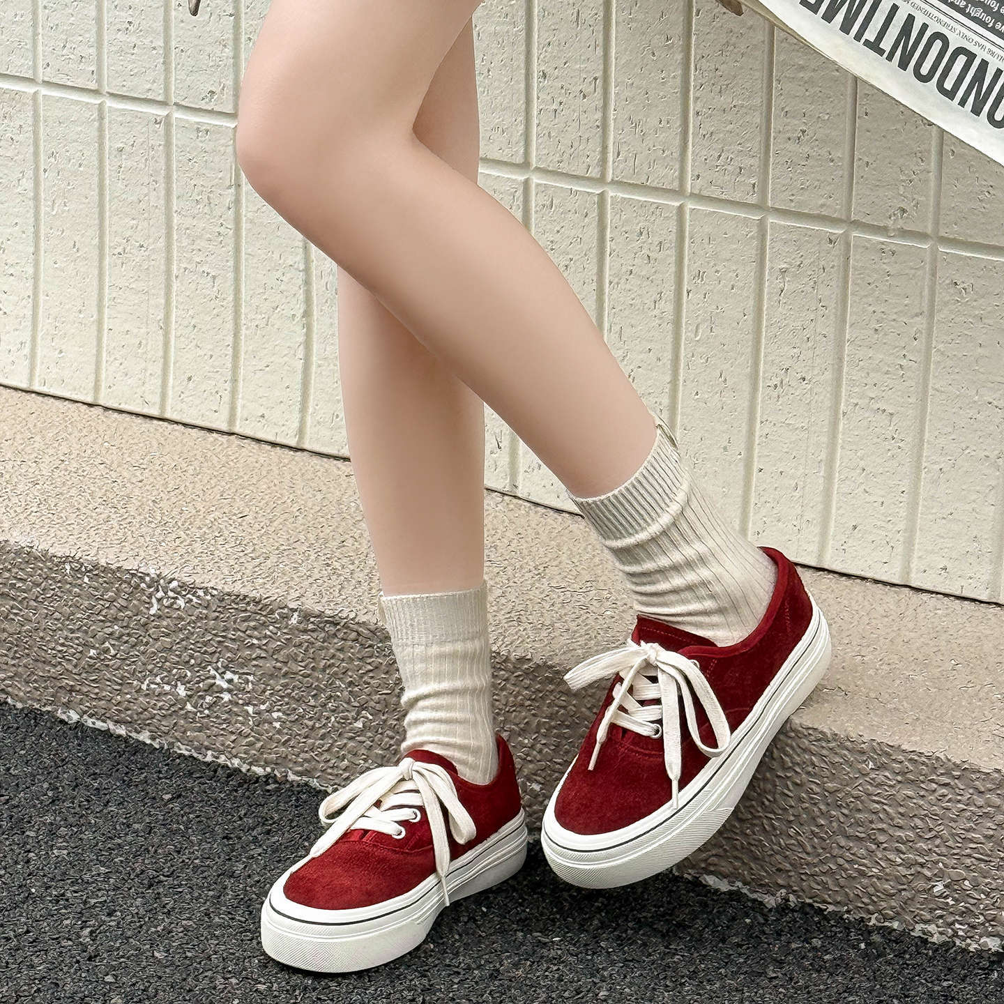 Women's Biscuit Shape Soft Bottom Wild First Layer Cowhide Sports Women's Casual Shoes