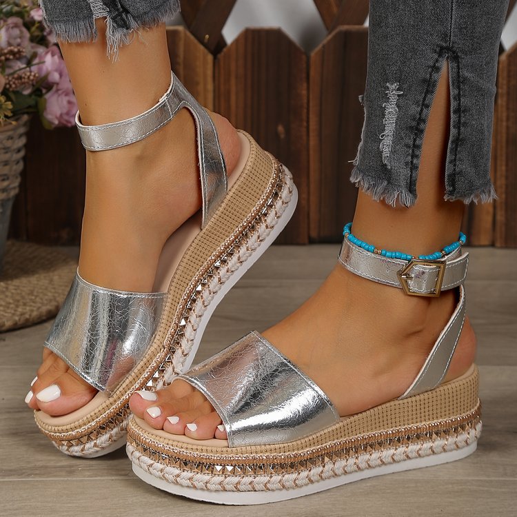 Women's Size Peep Toe Buckle Wedge Fashion Comfortable Sandals