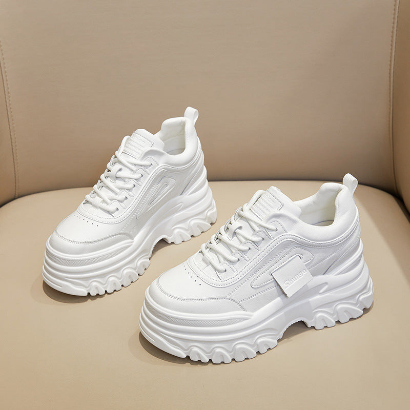 Women's White Dad Spring Breathable Platform Height Casual Shoes