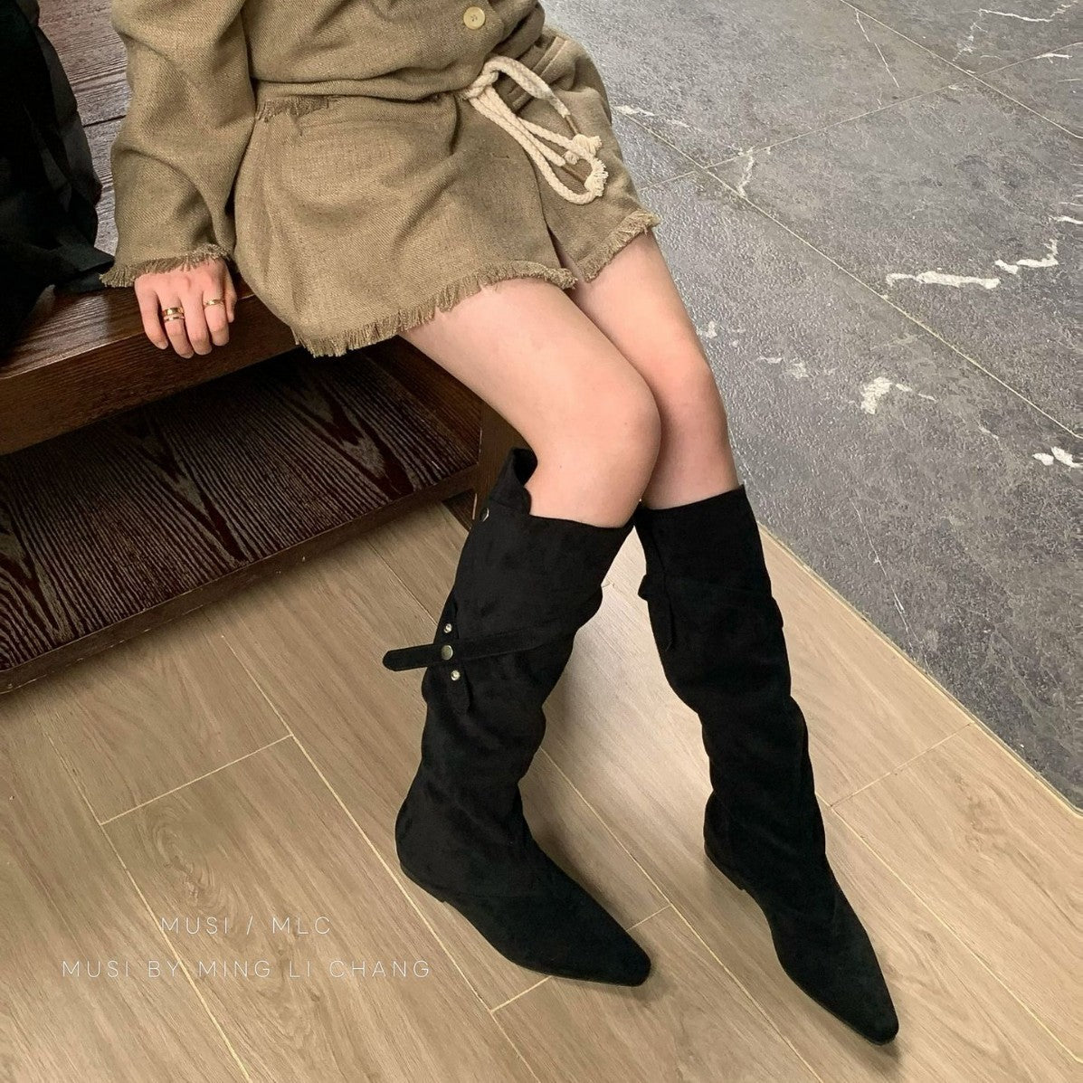 Women's Toe Height Increasing Insole Short Elegant Slimming French Fashion Sexy Boots