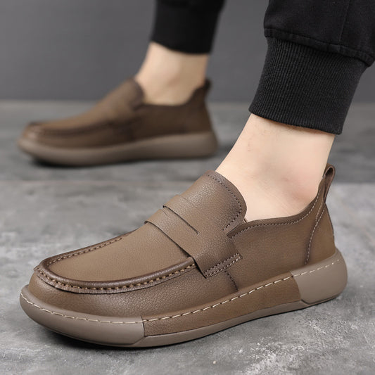 Men's Soft Surface Retro Simple Thick Bottom Men's Casual Leather Shoes