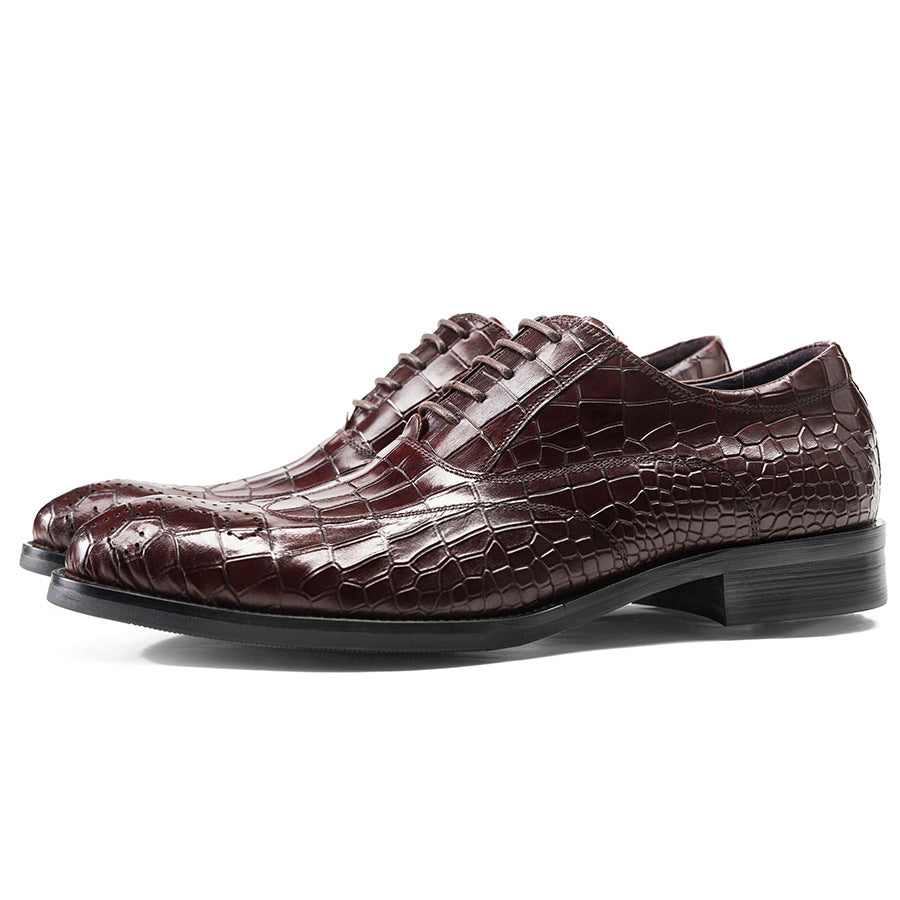 Fashion Men's British Brogue Green Carved Leather Shoes