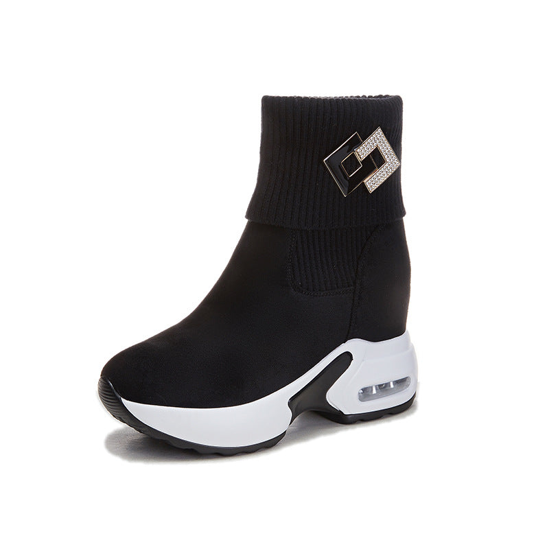 Hight Increasing Martin Female Wool Mouth Stretch Women's Shoes