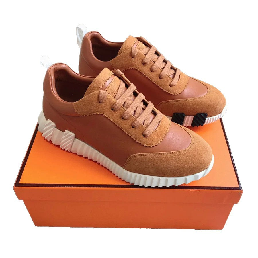 High Version Platform Height Increasing Color Matching Genuine Suede Couple Casual Shoes