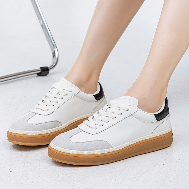 Women's Spring White Fashionable Genuine Preppy Style German Training Super Women's Casual Shoes