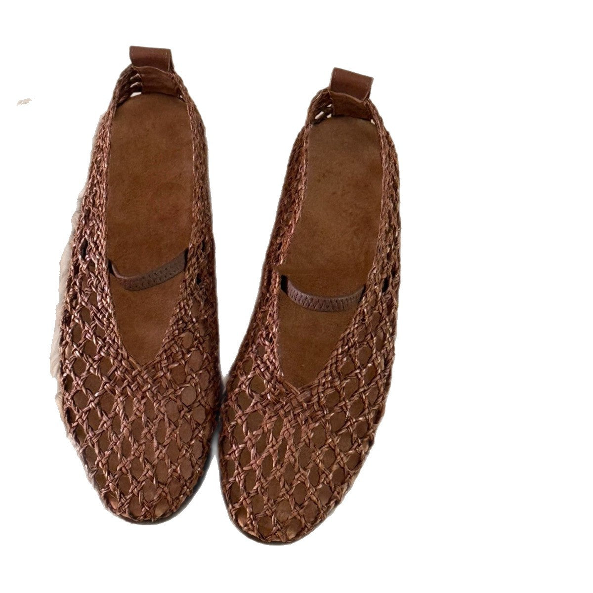 Women's Sheepskin Version Hollow Handmade Strap Round Toe Flat Women's Fashion Shoes