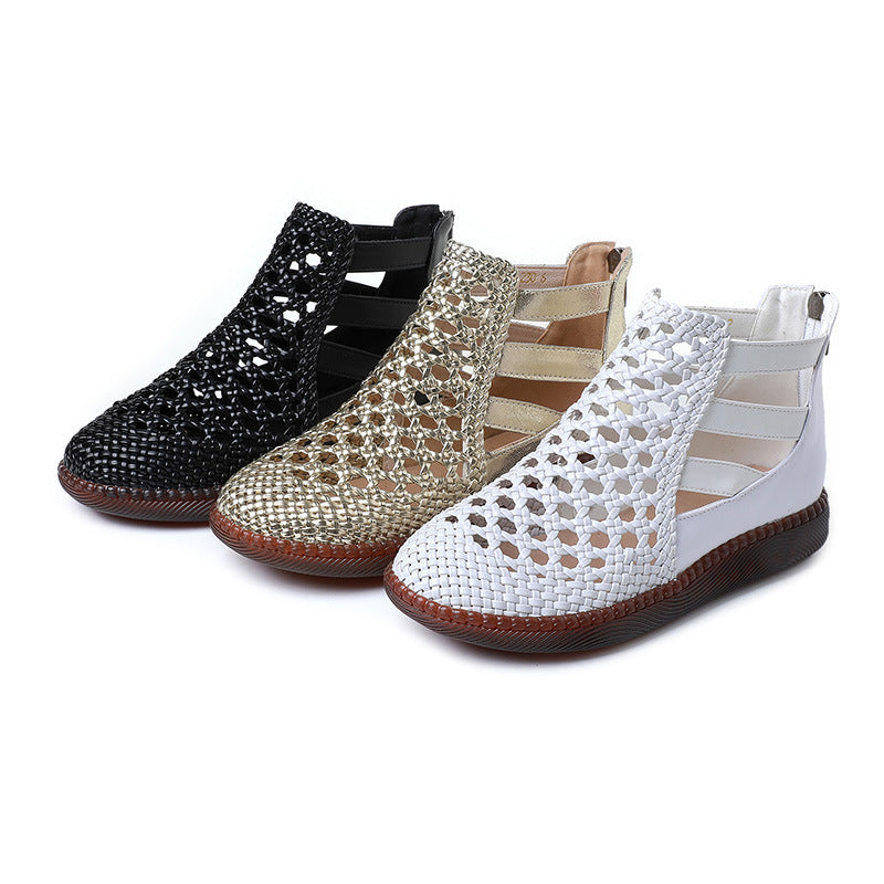 Women's Hollow Out Breathable Hole Pumps Comfortable Flat Soft Heels