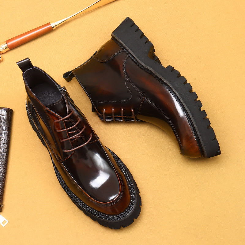 Men's Martin Zipper Patent Glossy British Ankle Boots