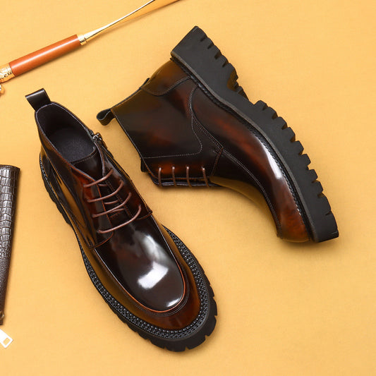 Men's Martin Zipper Patent Glossy British Ankle Boots