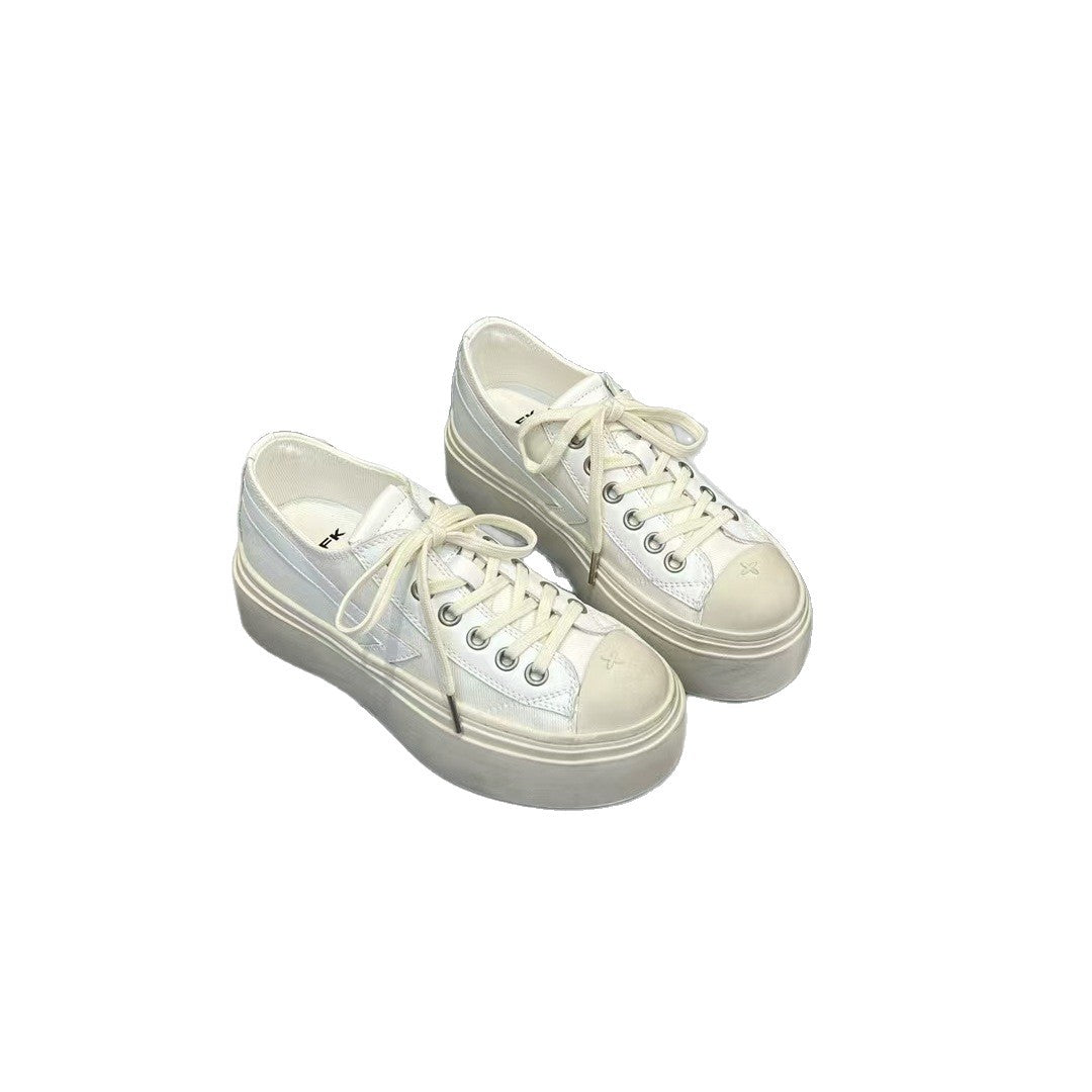 High Cross Badge Big Head Thick Bottom Derby Female Real Women's Board Shoes