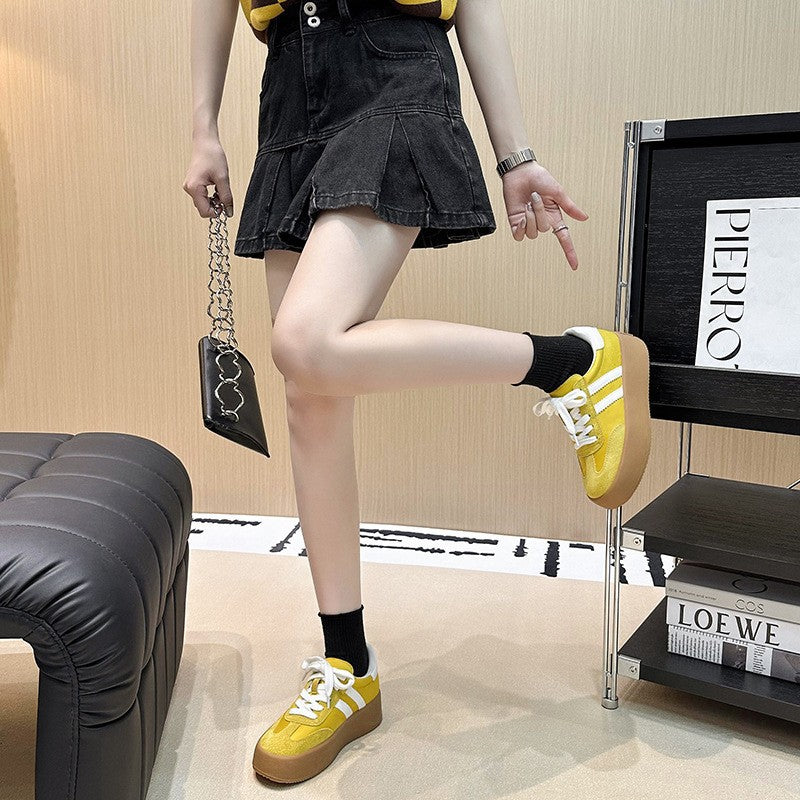 Women's Thick-soled Small Height Increasing Insole German Training Spring Fashion Retro Women's Casual Shoes