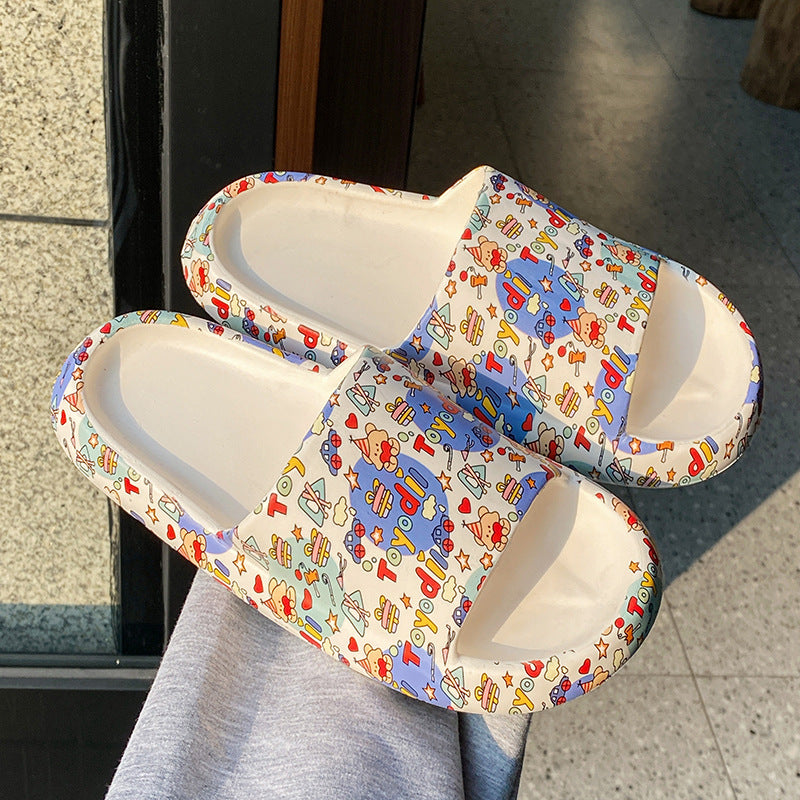 Pretty Indoor Outdoor Platform Thick-soled Cartoon Sandals