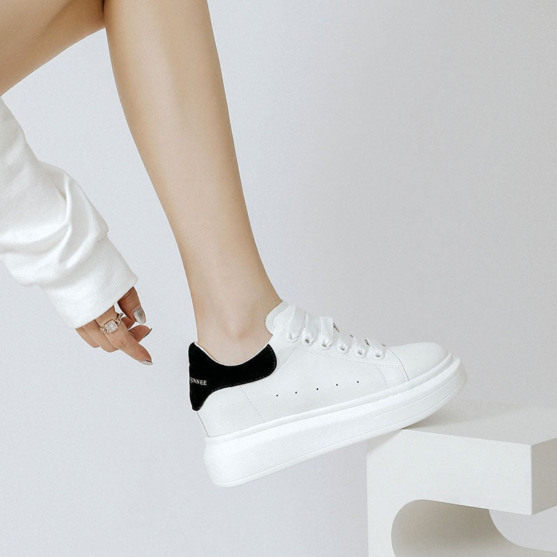 Women's White Autumn Breathable Hidden Platform Sports Women's Board Shoes
