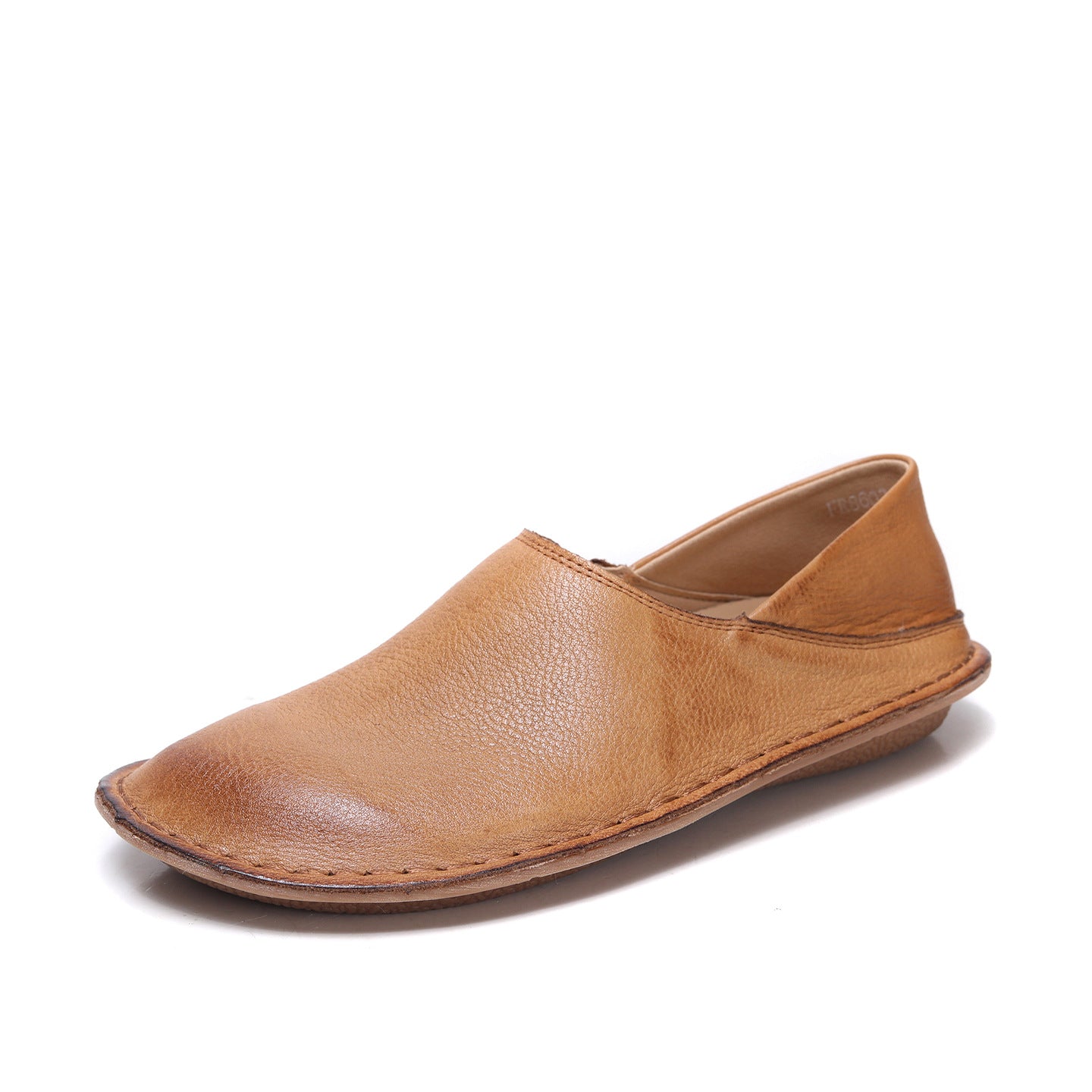 Women's Layer Cowhide Spring Flat Soft Bottom Breathable Round Toe Bandage Women's Casual Shoes