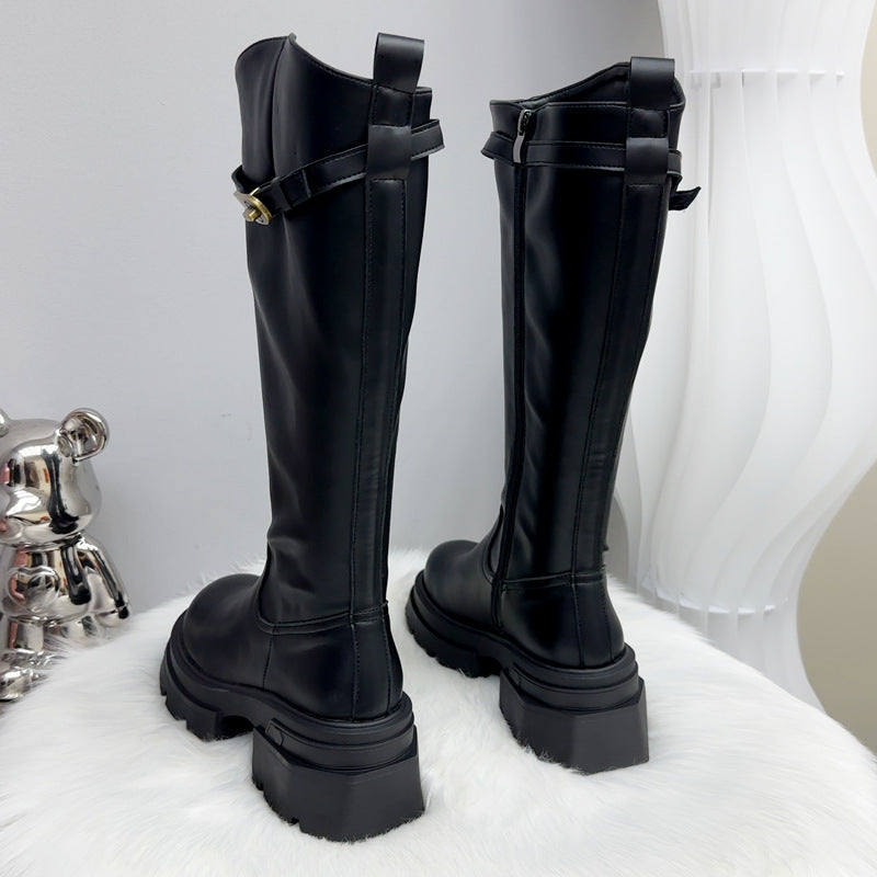 Long Thick Bottom Waterproof Platform Fleece-lined Warm Tall Knight Small Boots