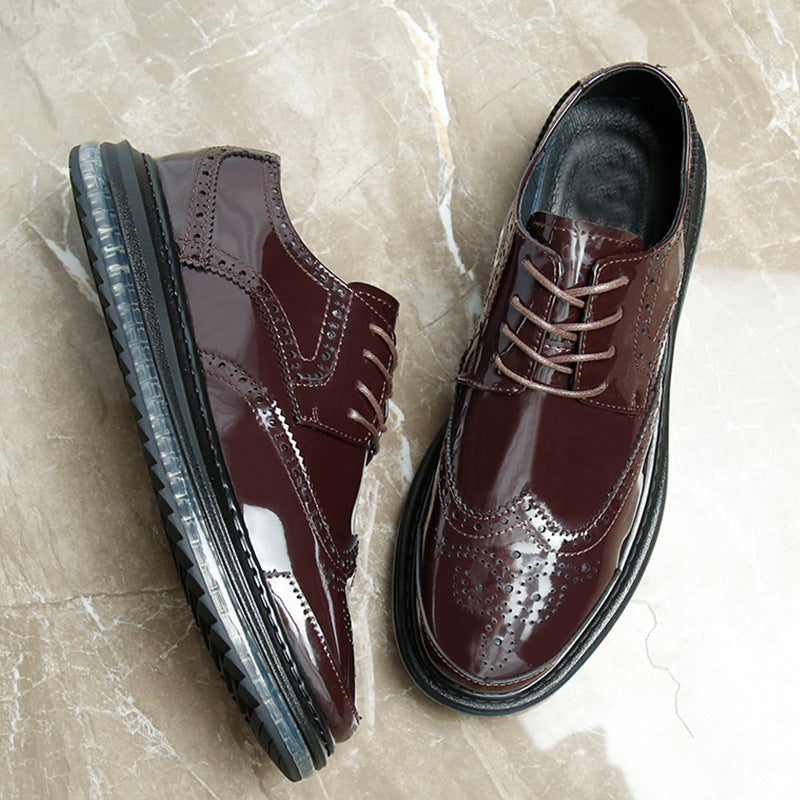 Men's Classic Glamorous Carved Patent British Casual Shoes