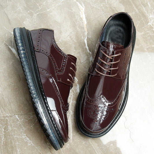 Men's Classic Glamorous Carved Patent British Casual Shoes
