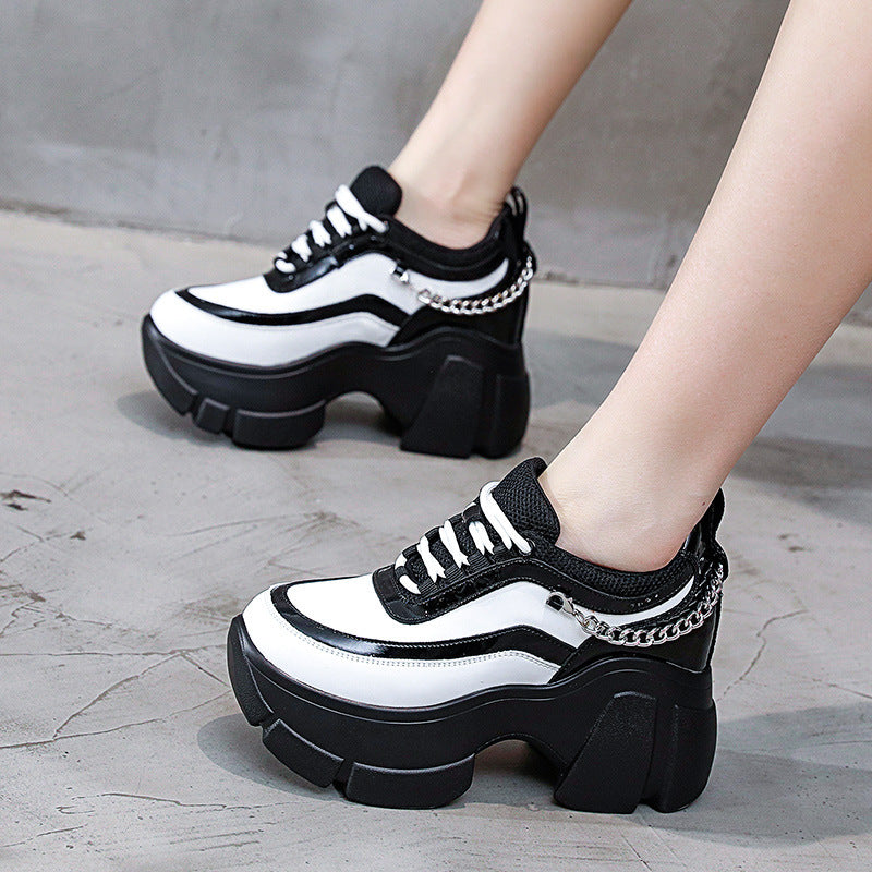 Women's Dad Autumn Retro Platform Height Increasing Insole Men's Shoes